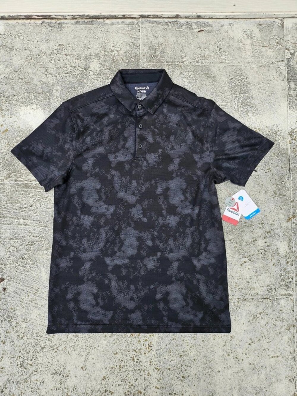Reebok Men Polo Shirt Black RBK-DRI Sport Casual Short Sleeve Shirt Size M NWT - Picture 3 of 11